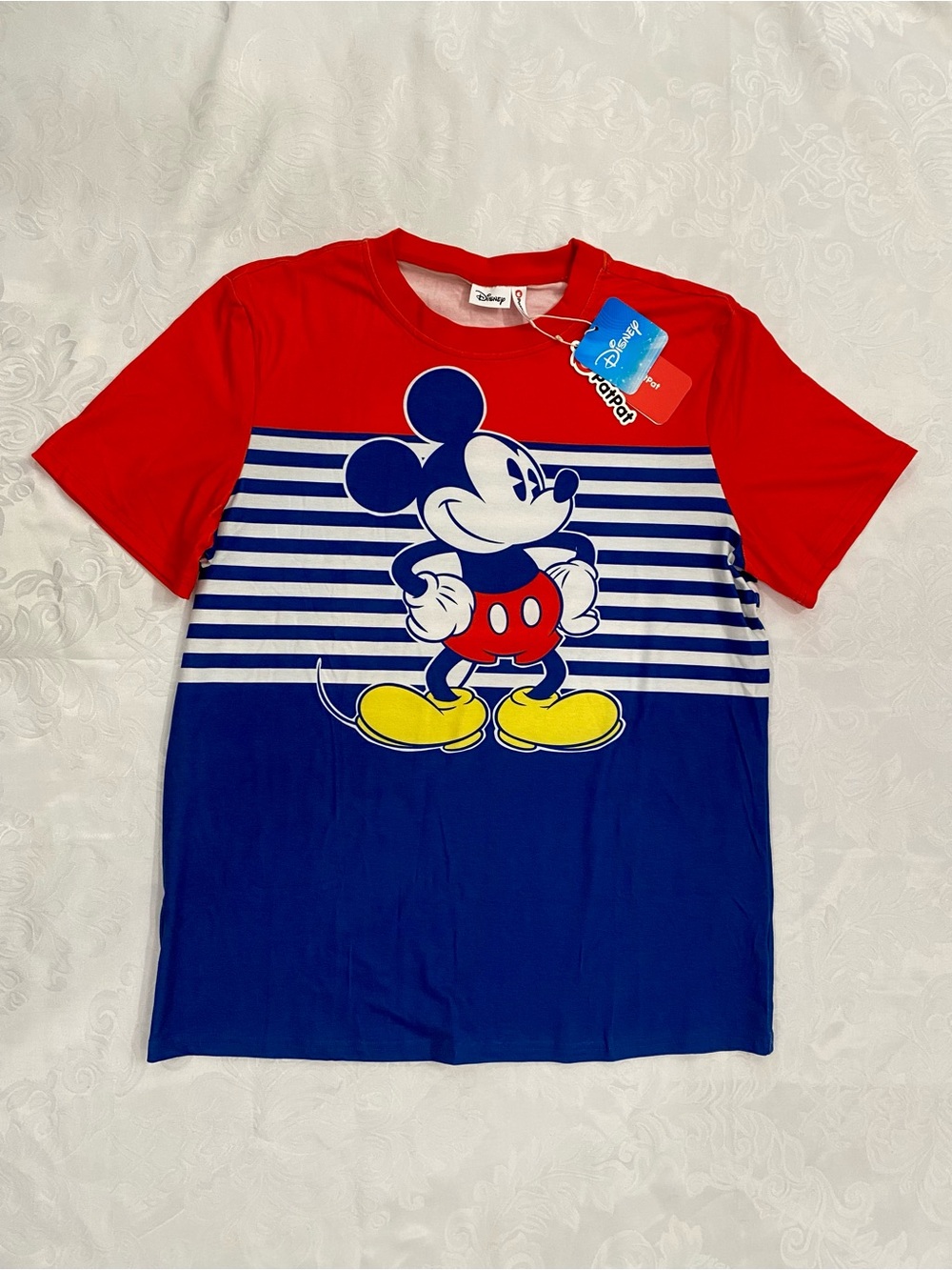 Disney Men Red, Blue & Yellow Mickey Mouse Short Sleeve T-Shirt, Size M, XL